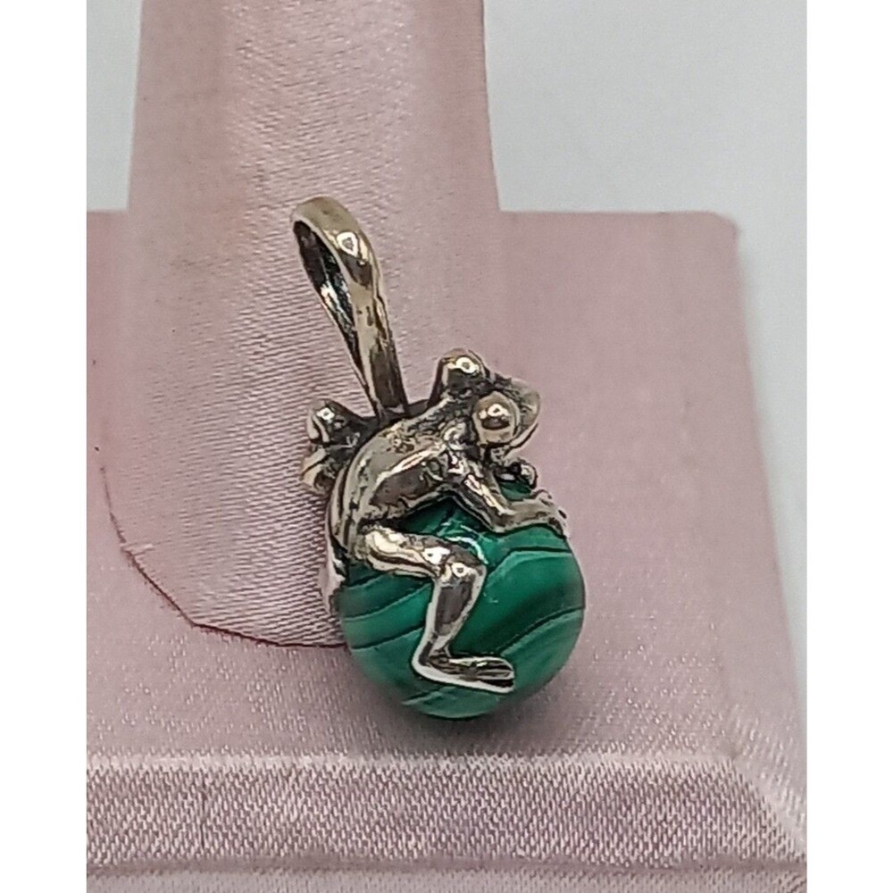 FROGS! Sterling silver Mexico Aventurine Earrings w/Sterling Frog Pendant - Picture 8 of 12